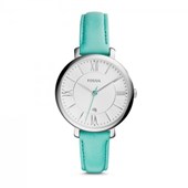 FOSSIL Jacqueline White Dial Teal Leather Strap Ladies Watch
