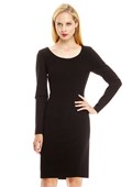 KAY UNGER Solid Long Sleeve Cocktail Dress
