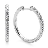 1/4 Carat Diamond Hoop Earrings in Sterling Silver