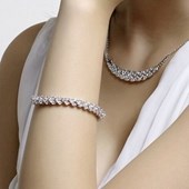 Essence of Elegance Lattice CZ Diamond Tennis Bracelet