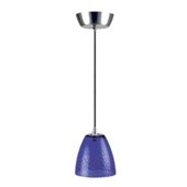 Lite Source LS-14081 Carlotta Pendant Lamp, Polished Steel with Colored Blue Glass Shade