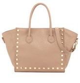 Jaden Studded Faux Leather Tote Bag, Nude 