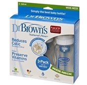 Dr. Browns Polypropylene Natural Flow Wide-Neck 3-Pack Newborn Feeding Set - 480-P3