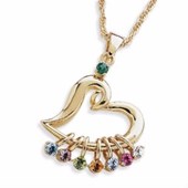 Mother's Heart Birthstone Charm Necklace