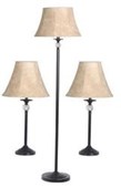 3-Piece Black Floor and Table Lamp Set