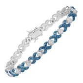 Tennis Bracelet with Blue Diamond  Brass