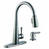 900 Series Single-Handle Pull-Down Sprayer Kitchen Faucet in Stainless Steel with Soap Dispenser