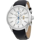 Brooklyn Watch Company Fulton Silver Dial Black Leather Swiss Quartz Mens Watch