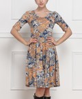 Navy Abstract Paisley A-Line Dress