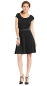 AGB Cap-Sleeve Belted A-Line Dress
