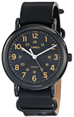 Timex Unisex T2P4949J "Weekender" Watch with Black Leather Band