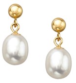 7-7.5mm Pearl Drop Earrings in 14K Gold